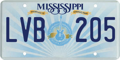 MS license plate LVB205