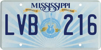 MS license plate LVB216