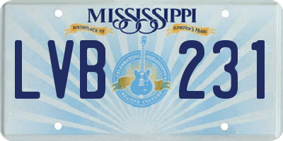 MS license plate LVB231