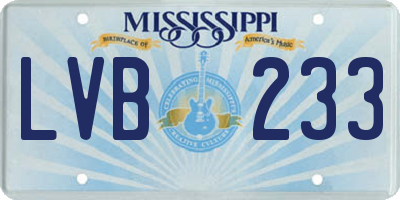 MS license plate LVB233