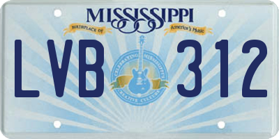MS license plate LVB312