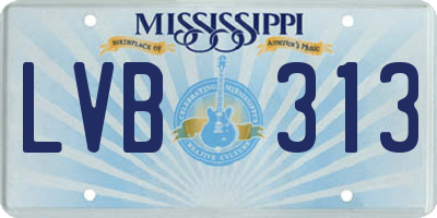 MS license plate LVB313