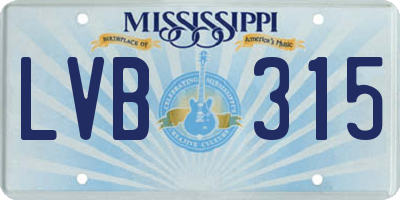 MS license plate LVB315