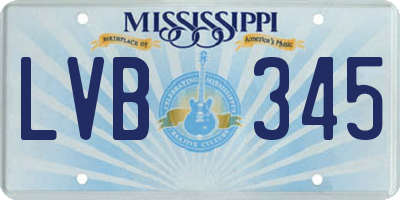 MS license plate LVB345