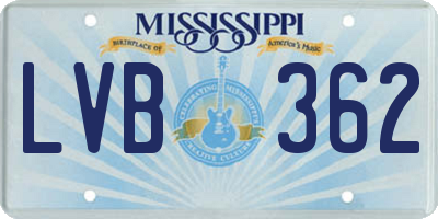 MS license plate LVB362