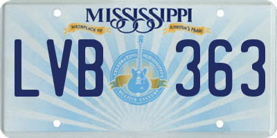 MS license plate LVB363