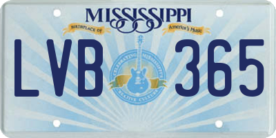 MS license plate LVB365