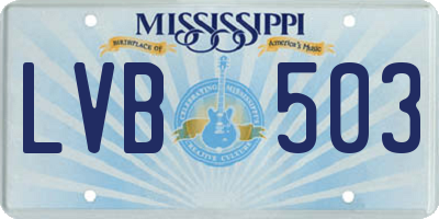MS license plate LVB503