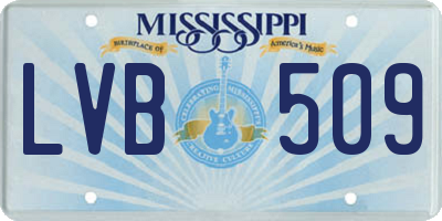 MS license plate LVB509