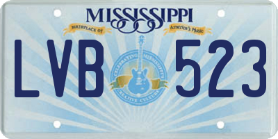 MS license plate LVB523