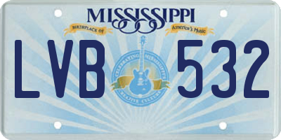 MS license plate LVB532