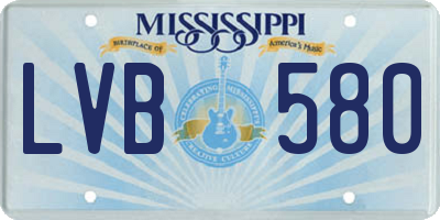 MS license plate LVB580