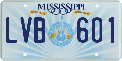 MS license plate LVB601