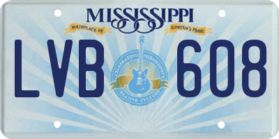 MS license plate LVB608