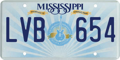 MS license plate LVB654