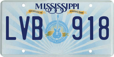 MS license plate LVB918