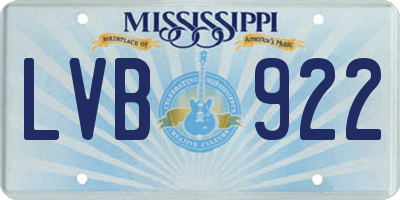 MS license plate LVB922
