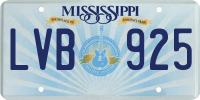 MS license plate LVB925