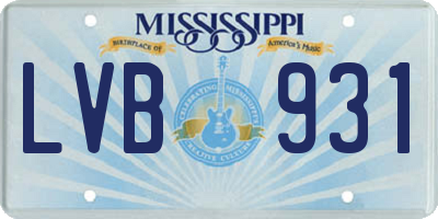 MS license plate LVB931