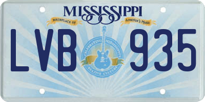 MS license plate LVB935
