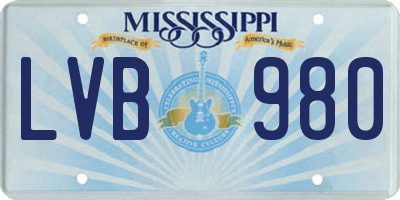 MS license plate LVB980