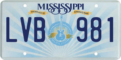 MS license plate LVB981