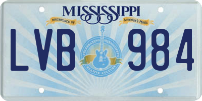 MS license plate LVB984