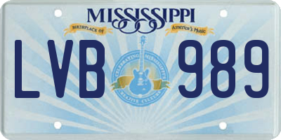 MS license plate LVB989