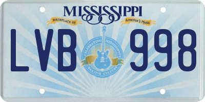 MS license plate LVB998