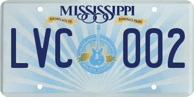 MS license plate LVC002