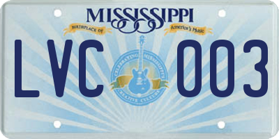 MS license plate LVC003