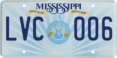 MS license plate LVC006