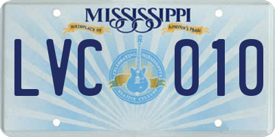 MS license plate LVC010