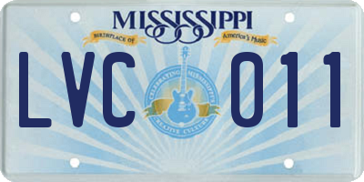MS license plate LVC011