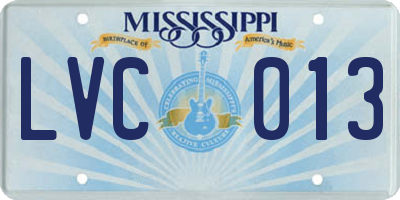 MS license plate LVC013