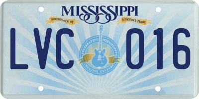 MS license plate LVC016