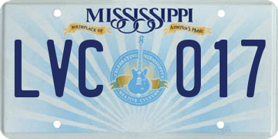 MS license plate LVC017