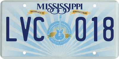 MS license plate LVC018