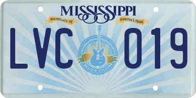 MS license plate LVC019