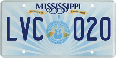 MS license plate LVC020