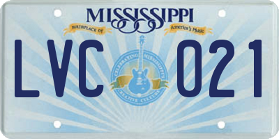 MS license plate LVC021