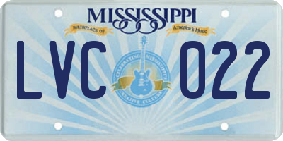 MS license plate LVC022