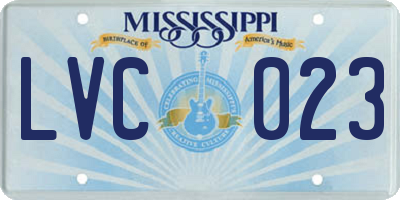 MS license plate LVC023