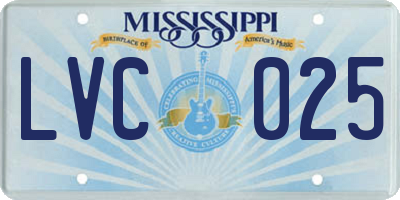 MS license plate LVC025