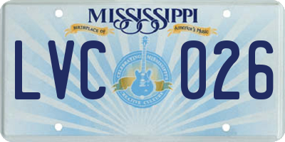 MS license plate LVC026