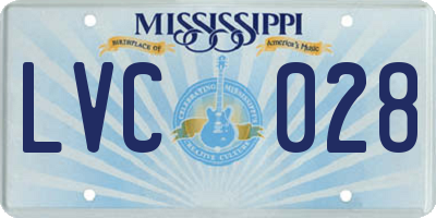 MS license plate LVC028