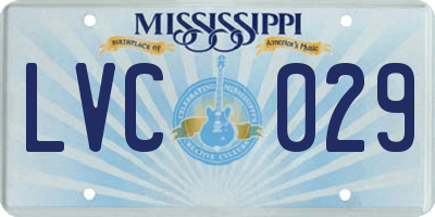 MS license plate LVC029