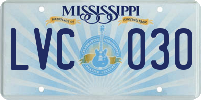 MS license plate LVC030