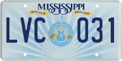 MS license plate LVC031