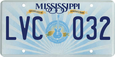 MS license plate LVC032